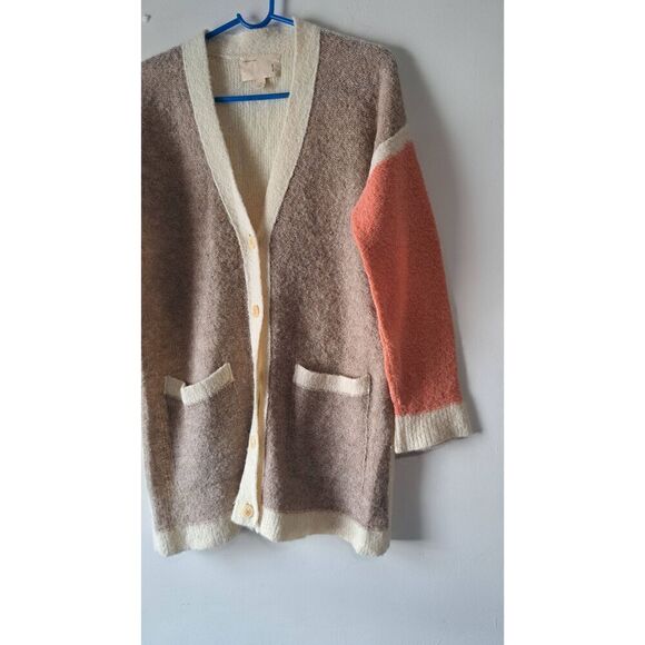 Moth anthropologie womens small LONG tan yellow cardigan sweater alpaca - Picture 4 of 8